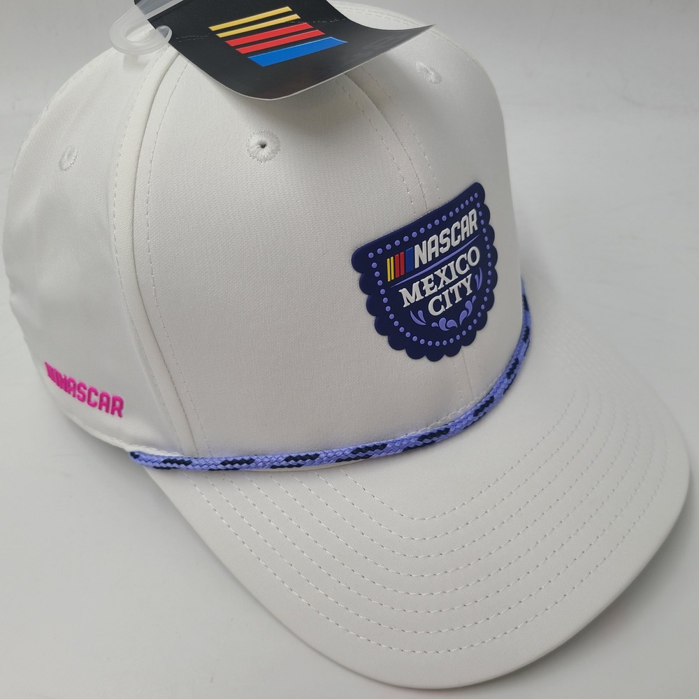 NASCAR Mexico City Hat Snapback White Blue Pink Rope Racing Polyester Blend Men